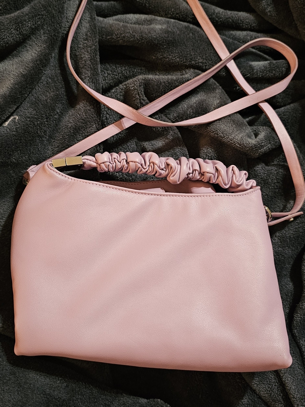 Light Purple Ruched Strap Crossbody Bag - Women